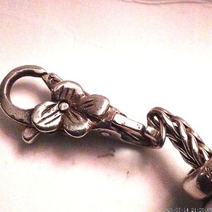 Trollbead large flower clasp and silver bracelet